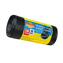 Мешки для мусора 240 л, черные, в рулоне 10 шт., ПНД 40 мкм, 1250х1000 мм, Крепак, 4607075710153 в Сыктывкаре