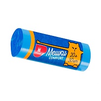 Мешки для мусора 20 л, синие, в рулоне 30 шт., ПНД, 8 мкм, 500х400 мм, Comfort, М0017 (МН 20-30с) в Сыктывкаре