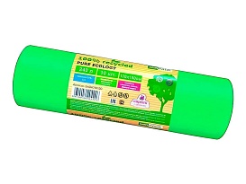 Мешки для мусора 240 л, ароматизированные, биоразлагаемые, зеленые, в рулоне 10 шт., ПВД 40 мкм, 1500х1100 мм, PURE ECOLOGY, bio24010120 в Сыктывкаре
