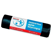 Мешки для мусора 160 л, черные, в рулоне 20 шт., ПВД, 30 мкм, 1200х870 мм, PACLAN Professional, 604082 в Сыктывкаре