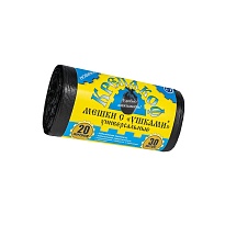 Мешки для мусора 20 л, с ушками, черные, в рулоне 30 шт., ПНД, 10 мкм, 550х440 мм, Крепакоф, 4607075710405 в Сыктывкаре Мешки для мусора 20 л, с ушками, черные, в рулоне 30 шт., ПНД, 10 мкм, 550х440 мм, Крепакоф, 4607075710405 в Сыктывкаре