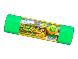 Мешки для мусора 120 л, с завязками, зеленые, в рулоне 10 шт., ПНД, 15 мкм, 800х750 мм, VIP, Z12010green в Сыктывкаре