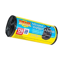 Мешки для мусора 120 л, черные, в рулоне 20 шт., ПНД, 15 мкм, 1100х700 мм, Крепак, 4607075710207 в Сыктывкаре