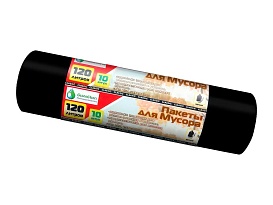 Мешки для мусора 120 л, черные, в рулоне 10 шт., ПНД, 12 мкм, 1100х700 мм, MIRPACK Classik, 1201011 в Сыктывкаре