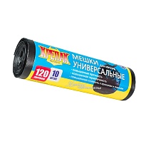 Мешки для мусора 120 л, черные, в рулоне 10 шт., ПНД, 15 мкм, 1100х700 мм, Крепак, 4607075710214 в Сыктывкаре