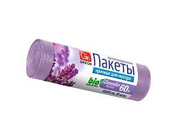 Мешки для мусора 60 л, ароматизированные, Лаванда, сиреневые, в рулоне 20 шт., ПНД, 9 мкм, 650х550 мм, GRIFON Aroma, 101-023 La в Сыктывкаре