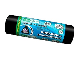 Мешки для мусора 220 л, черные, в рулоне 10 шт., ПВД, 45 мкм, 1250х930 мм, PREMIUM+, 2201068 в Сыктывкаре