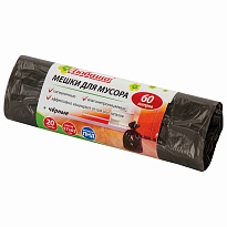 Мешки для мусора 60 л, черные, в рулоне 20 шт., ПНД, 5 мкм, 650х570 мм, Любаша, 605331 в Сыктывкаре