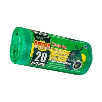 Мешки для мусора 20 л, биоразлагаемые, с ручками, черные, в рулоне 30 шт., ПНД, 10 мкм, 550х440 мм, Крепак, 4607075710047 в Сыктывкаре