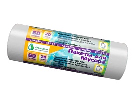 Мешки для мусора 60 л, белые, в рулоне 20 шт., ПНД, 7 мкм, 700х600 мм, MIRPACK Classik, 602052 в Сыктывкаре