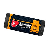 Мешки для мусора 35 л, с ушками, черные, в рулоне 30 шт., ПНД, 10 мкм, 655х500 мм, Comfort, М6064 в Сыктывкаре