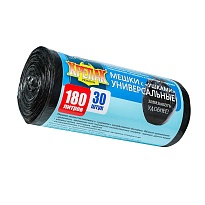 Мешки для мусора 180 л, с ушками, черные, в рулоне 30 шт., ПНД, 20 мкм, 1150х800 мм, Крепак, 4607075710399 в Сыктывкаре