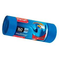 Мешки для мусора 160 л, с ушками, синие, в рулоне 10 шт., ПВД, 30 мкм, 1250х900 мм, PACLAN Multitop, 604064 в Сыктывкаре