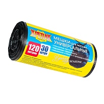 Мешки для мусора 120 л, черные, в рулоне 30 шт., ПНД, 15 мкм, 1100х700 мм, Крепак, 4607075710122 в Сыктывкаре
