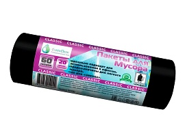 Мешки для мусора 60 л, черные, в рулоне 20 шт., ПНД, 7 мкм, 700х600 мм, MIRPACK Classik, 602050 в Сыктывкаре