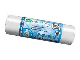 Мешки для мусора 300 л, белые, в рулоне 10 шт., ПВД 70 мкм, 1400х1000 мм, PREMIUM+, 300101602 в Сыктывкаре