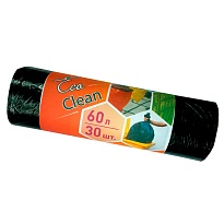 Мешки для мусора 60 л, черные, в рулоне 30 шт., ПНД, 6 мкм, 640х580 мм, Концепция Быта EcoClean, 603890 в Сыктывкаре