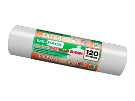 Мешки для мусора 120 л, белые, в рулоне 10 шт., ПНД, 14 мкм, 1100х700 мм, EXTRA, ex1201803 в Сыктывкаре