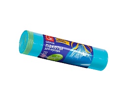 Мешки для мусора 50 л, с завязками, голубые, в рулоне 15 шт., ПНД, 14 мкм, 700х600 мм, GRIFON, 101-063 в Сыктывкаре