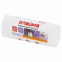 Мешки для мусора 60 л, белые, в рулоне 20 шт., ПНД, 7 мкм, 680х580 мм, LAIMA, 605539 в Сыктывкаре