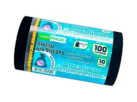 Мешки для мусора 100 л, черные, в рулоне 10 шт., ПВД, 70 мкм, 1000х600 мм, PREMIUM+, 1001076 в Сыктывкаре