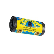 Мешки для мусора 30 л, с ушками, черные, в рулоне 30 шт., ПНД, 8 мкм, 580х460 мм, Крепакоф, 4607075710238 в Сыктывкаре Мешки для мусора 30 л, с ушками, черные, в рулоне 30 шт., ПНД, 8 мкм, 580х460 мм, Крепакоф, 4607075710238 в Сыктывкаре