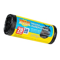 Мешки для мусора 20 л, черные, в рулоне 30 шт., ПНД, 10 мкм, 550х440 мм, Крепак, 4607075710092 в Сыктывкаре