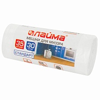 Мешки для мусора 35 л, белые, в рулоне 30 шт., ПНД, 6 мкм, 550х480 мм, LAIMA, 605538 в Сыктывкаре